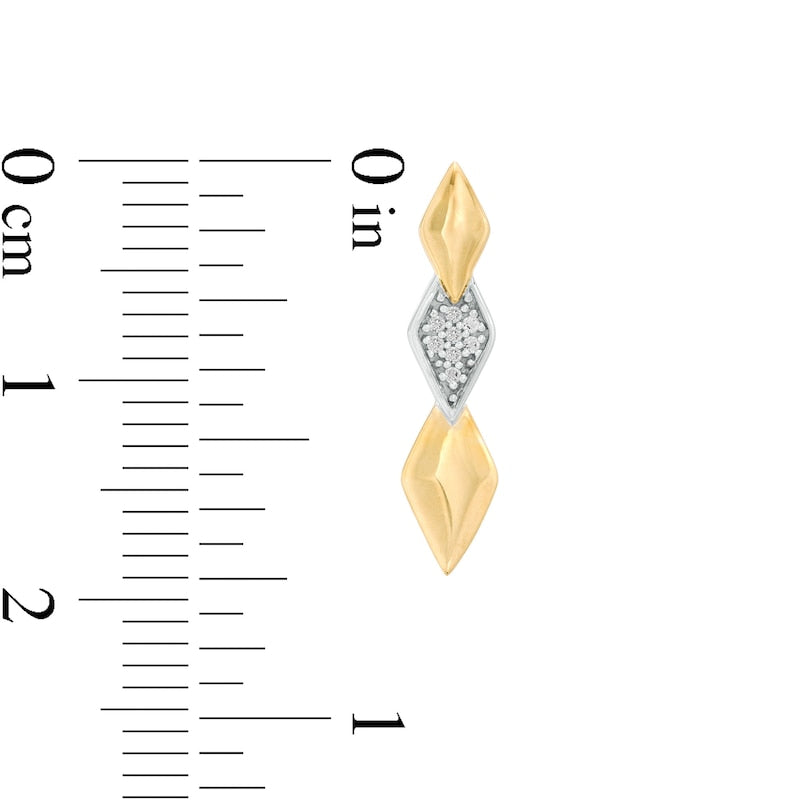 0.05ct。 TW ダイヤモンド グラデーション ジオメトリック トリプル ドロップ ピアス (10K ゴールド)