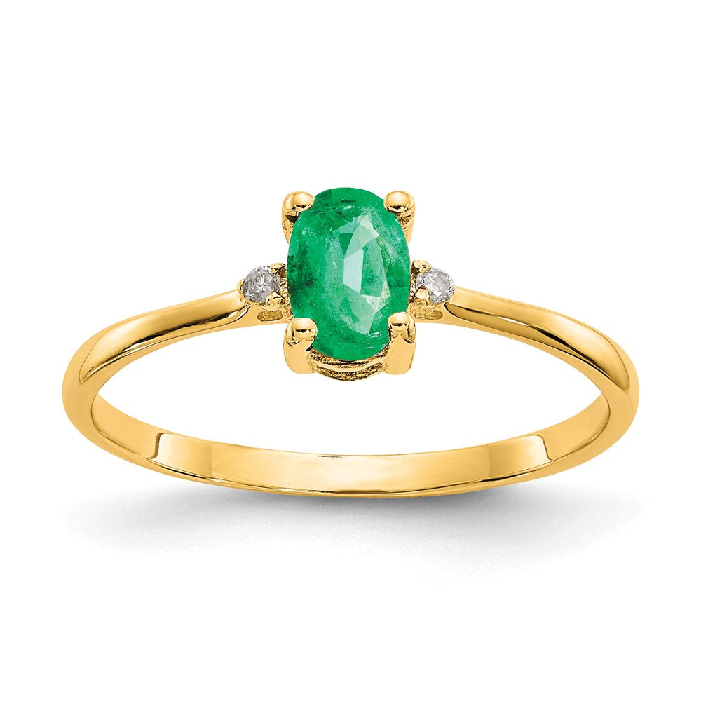 14k yellow gold real diamond emerald birthstone ring xbr206
