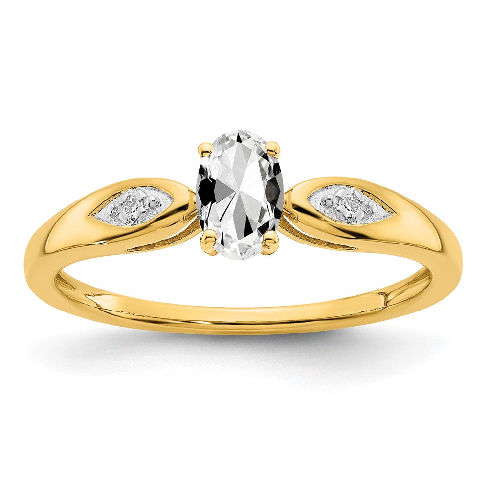 14k yellow gold white topaz and real diamond ring xbs591
