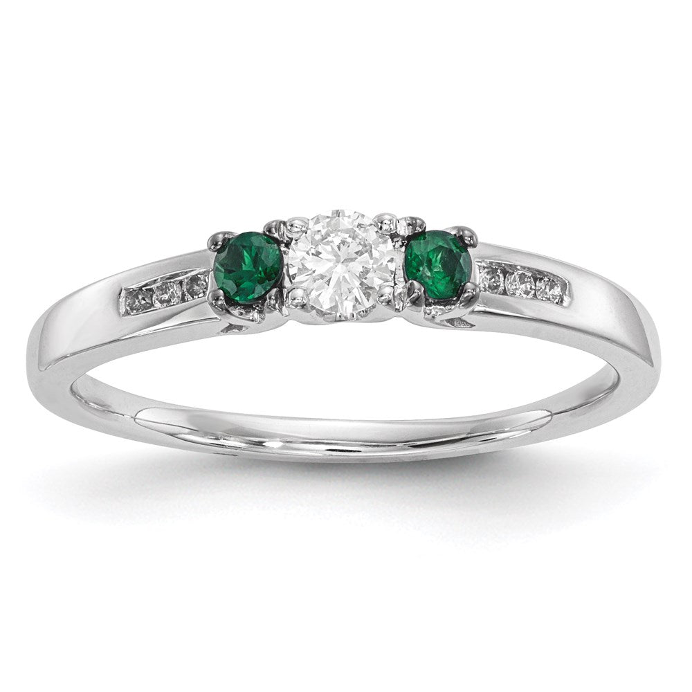 14k white gold real diamond emerald ring y13884e a