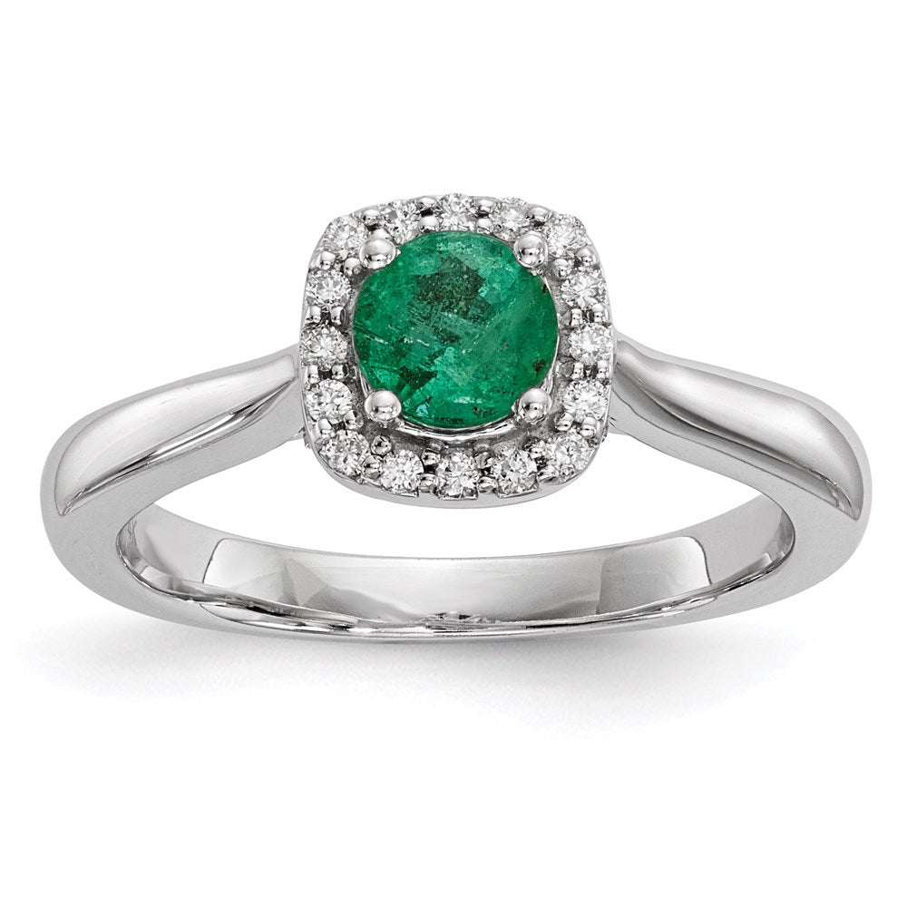 14k white gold real diamond emerald ring y13894e aa