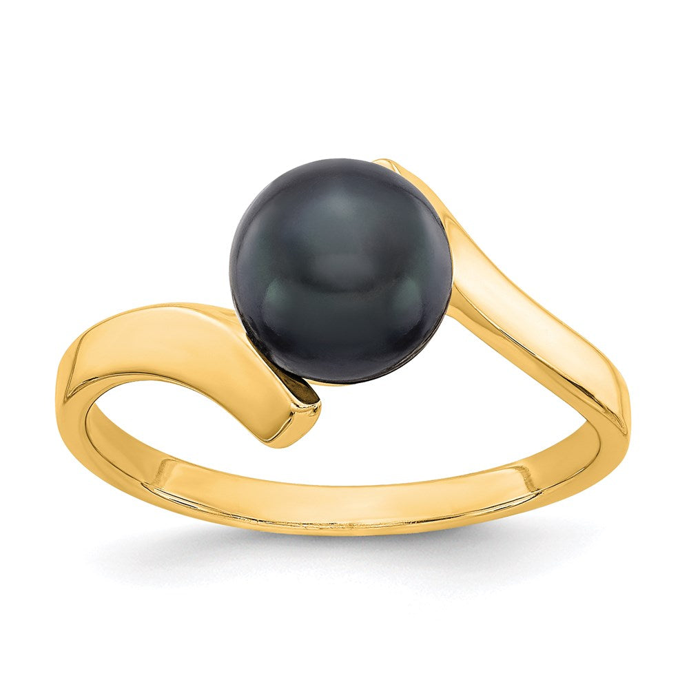 14k yellow gold black fw cultured pearl ring y1857bp