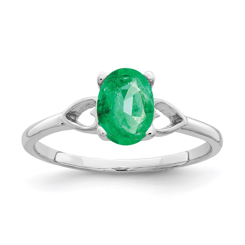 14k white gold 7x5mm oval emerald ring y2194e