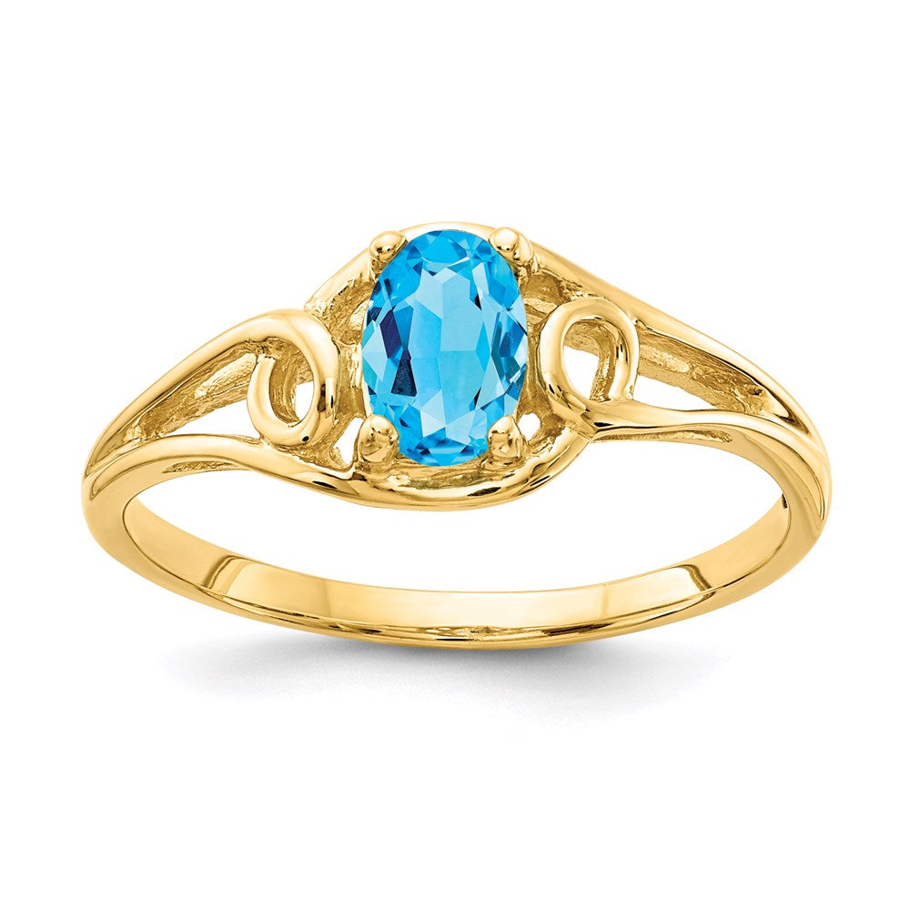 14k yellow gold 7x5mm oval blue topaz checker ring y2205bc