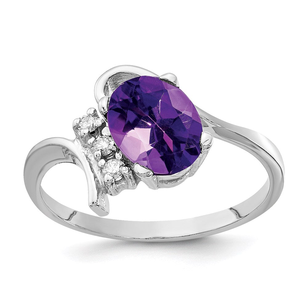 14k white gold 8x6mm oval amethyst checker a real diamond ring y2217ac a