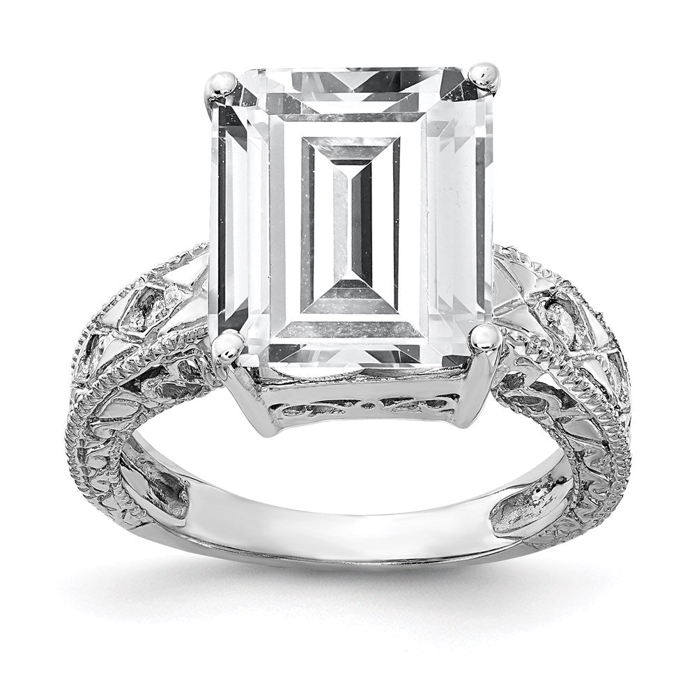 14k white gold 12x10mm emerald cut cubic zirconia a real diamond ring y2270cz a