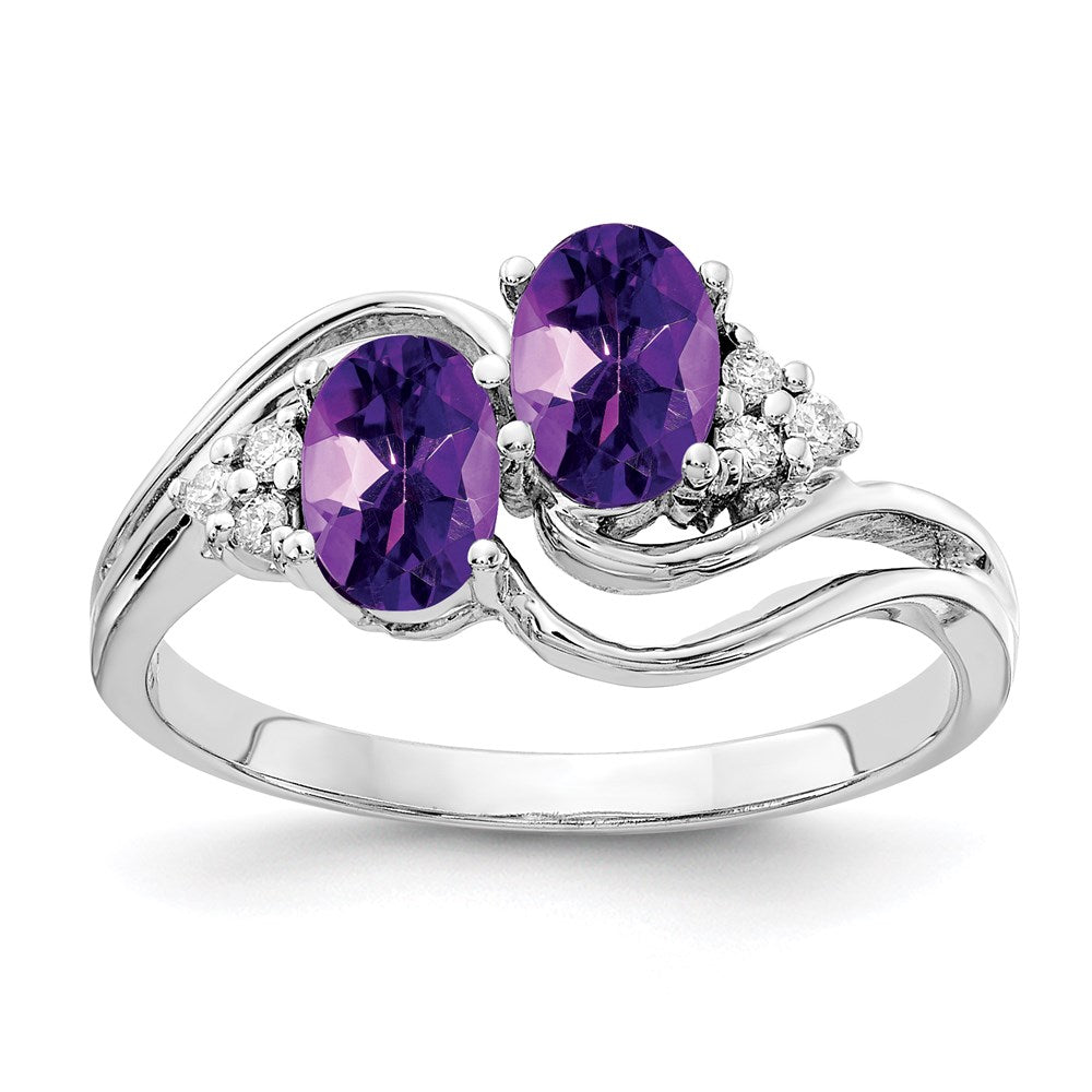 14k white gold 6x4mm oval amethyst a real diamond ring y4618am a