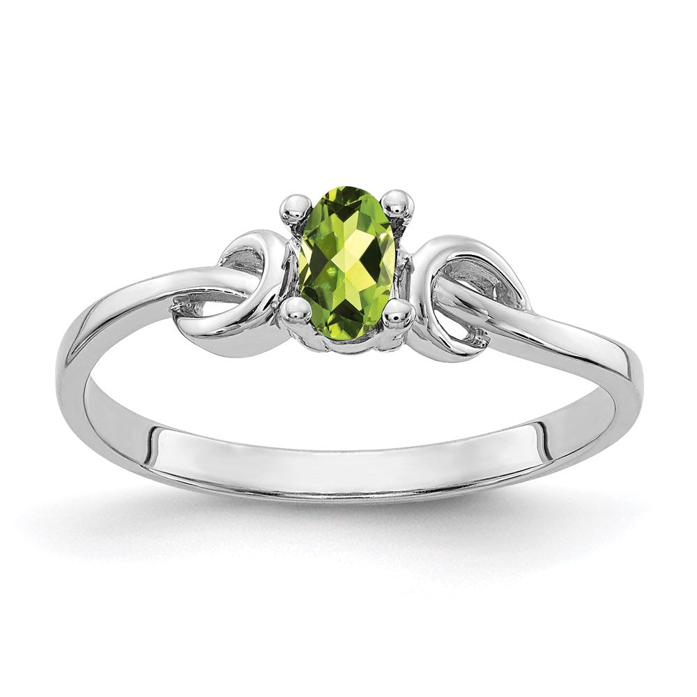 14k white gold 5x3mm oval peridot ring y4651pe