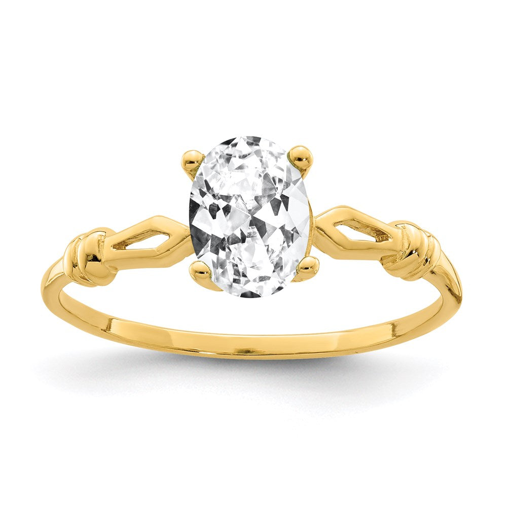 14k yellow gold 7x5mm oval cubic zirconia ring y4654cz