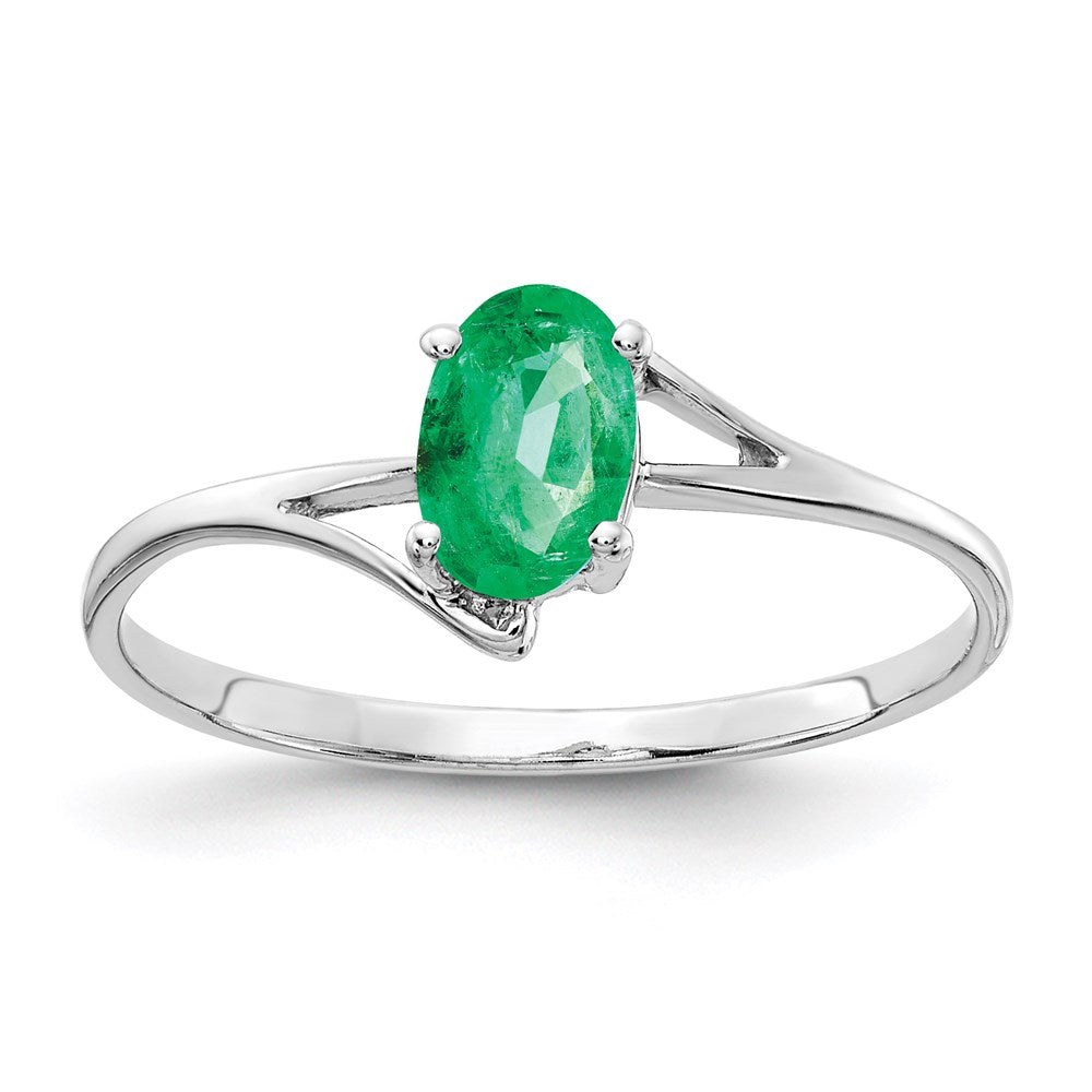 14k white gold 6x4mm oval emerald ring y4660e