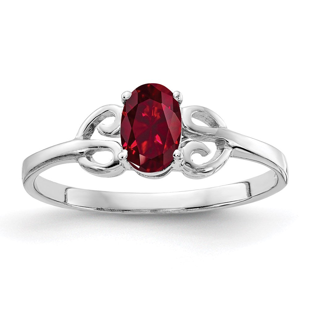 14k white gold 6x4mm oval created ruby ring y4662cr