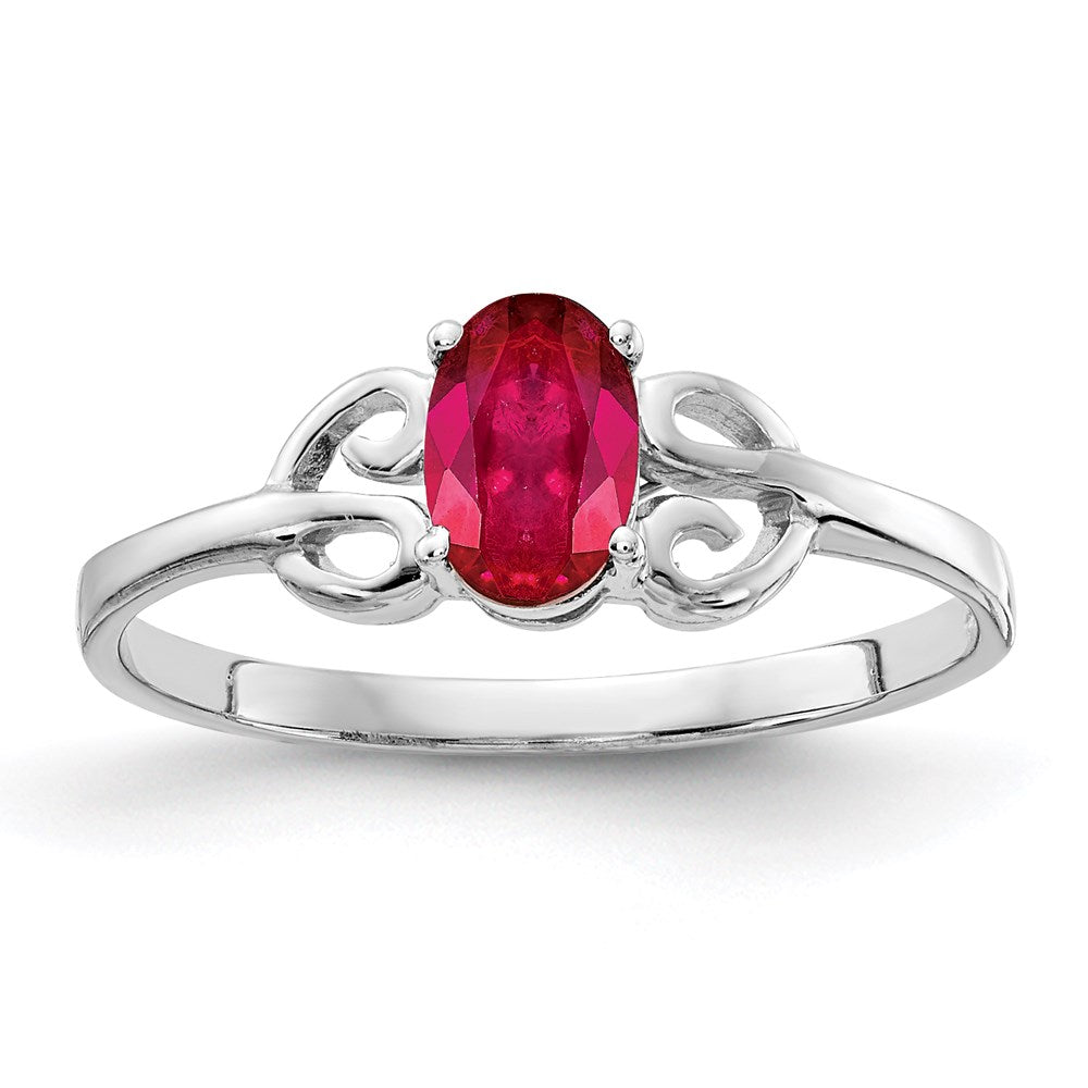 14k white gold 6x4mm oval ruby ring y4662r