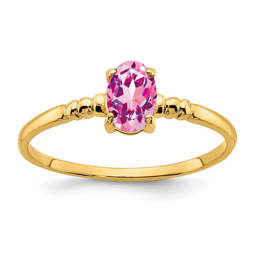 14k yellow gold 6x4mm oval pink sapphire ring y4666sp