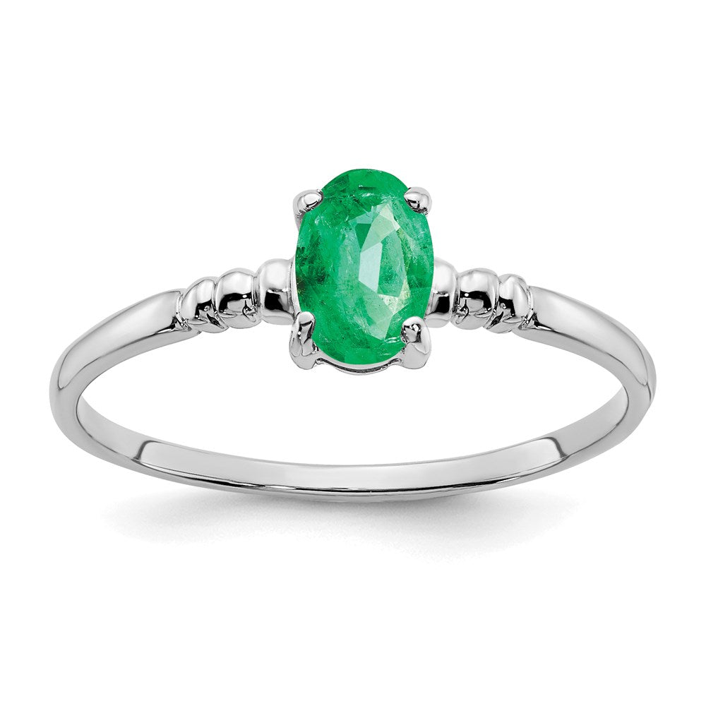 14k white gold 6x4mm oval emerald ring y4667e