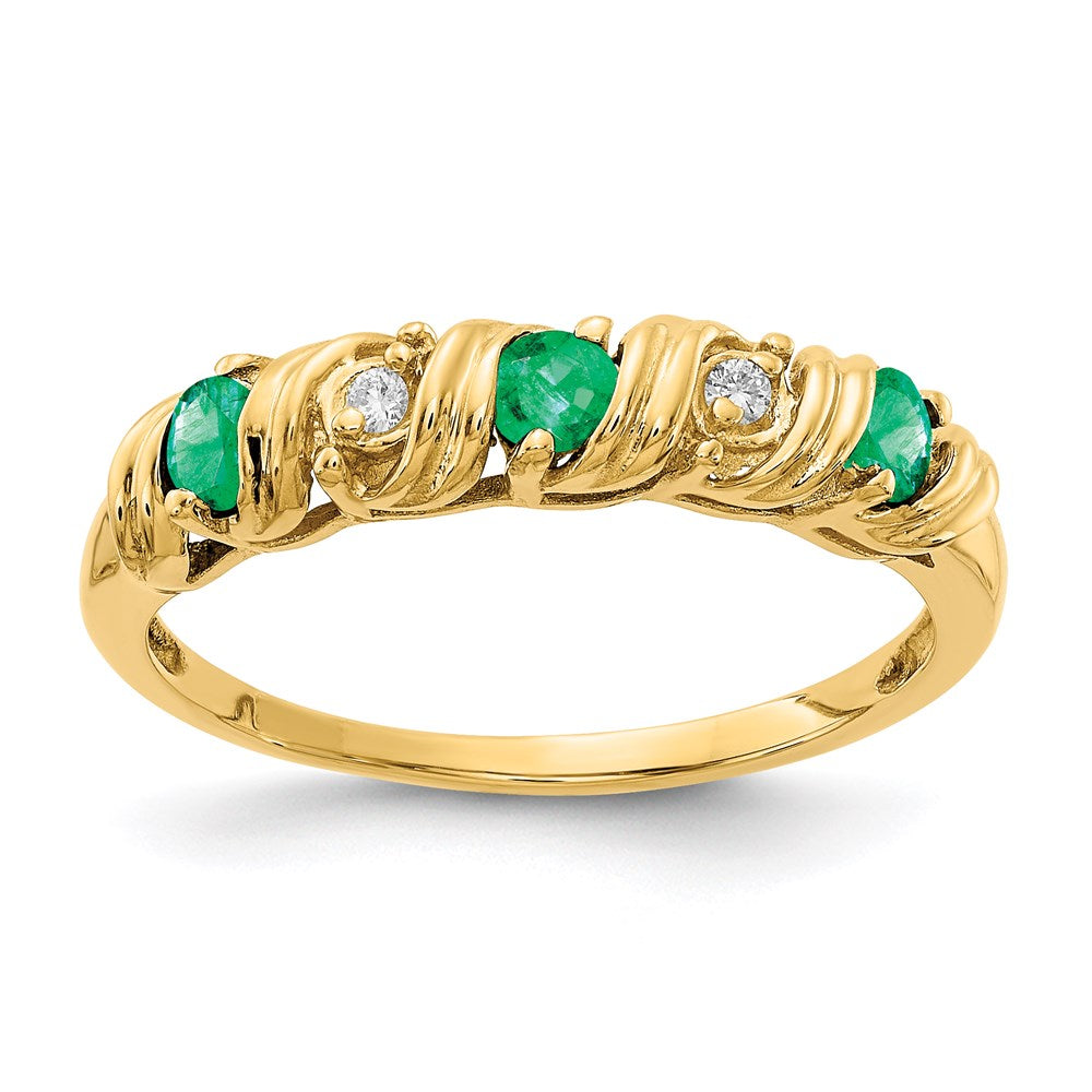 14k yellow gold 2 75mm emerald a real diamond ring y4718e a