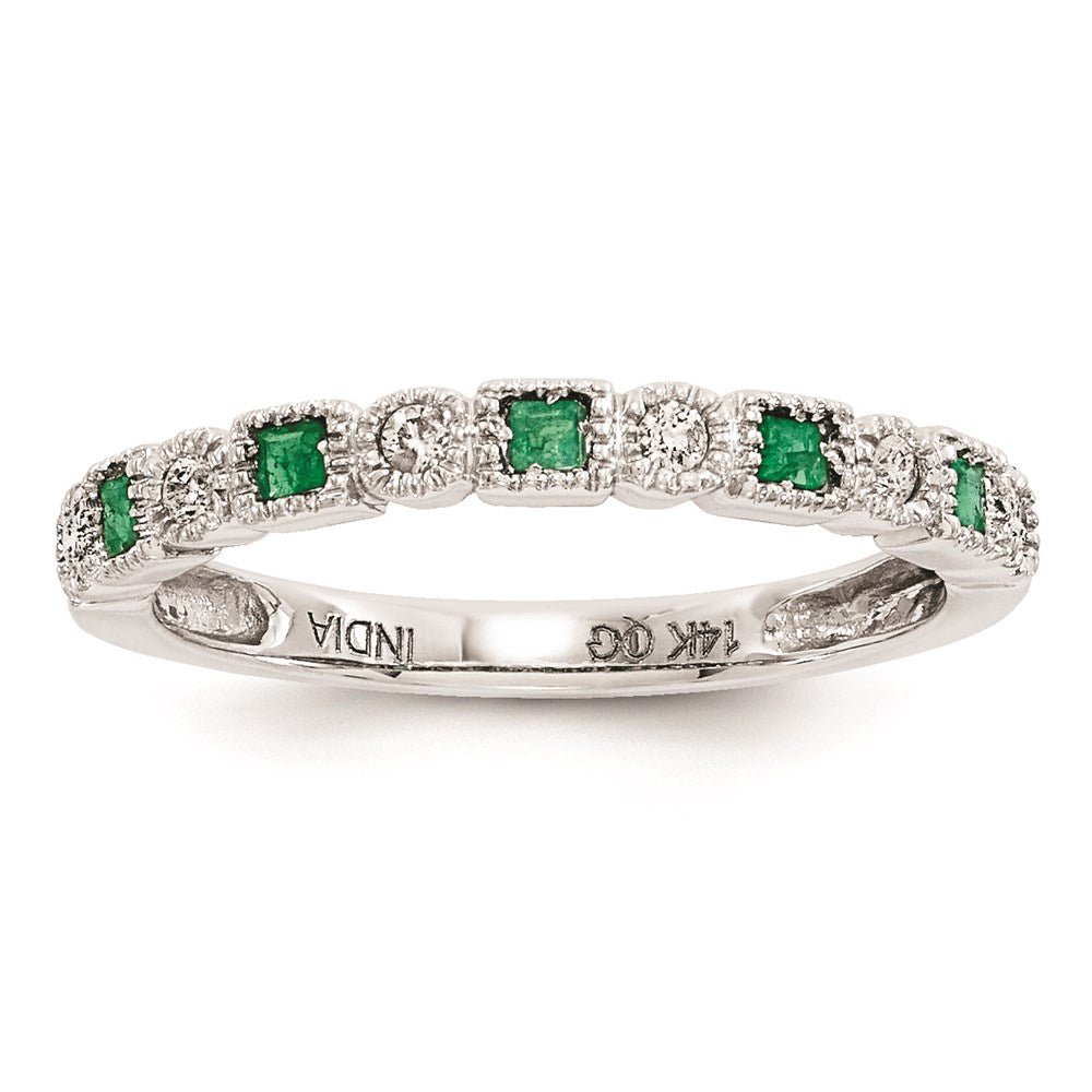 14k white gold real diamond emerald ring y6542e a